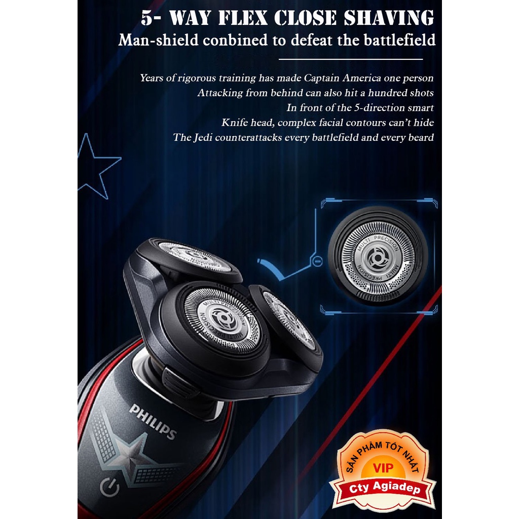 [Limited - bản giới hạn] Dao cạo râu 3 lưỡi titan phiên Philips Captain America siêu xịn