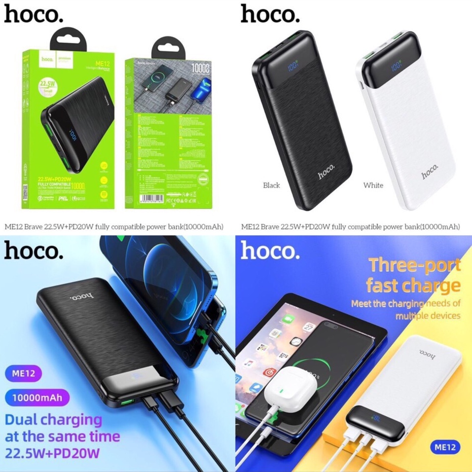 ⚡Mới⚡ Pin Sạc Dự Phòng Siêu Tốc 20W Hoco ME12 10000mAh Hỗ Trợ 2 Cổng Sạc Nhanh PD 22.5W + QC3.0 Chính Hãng BH 12 Tháng