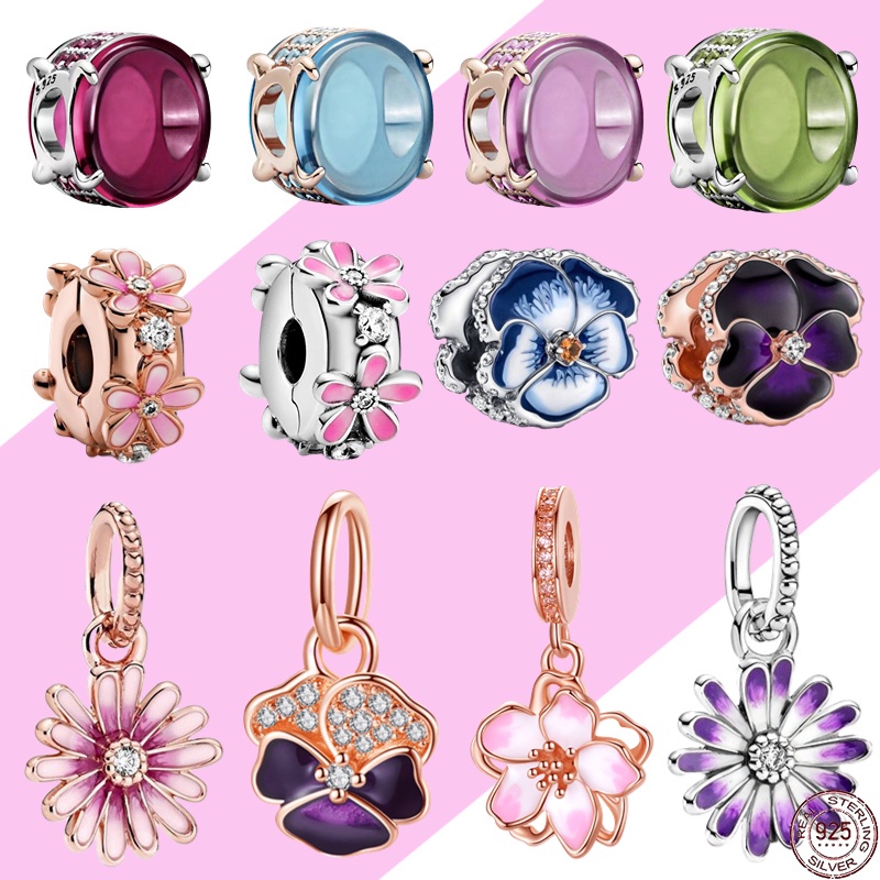 Hạt Charm Bạc 100% 925 Họa Tiết Hoa Bướm Dùng Làm Trang Sức DIY Chính Hãng Pandora Charm 2022