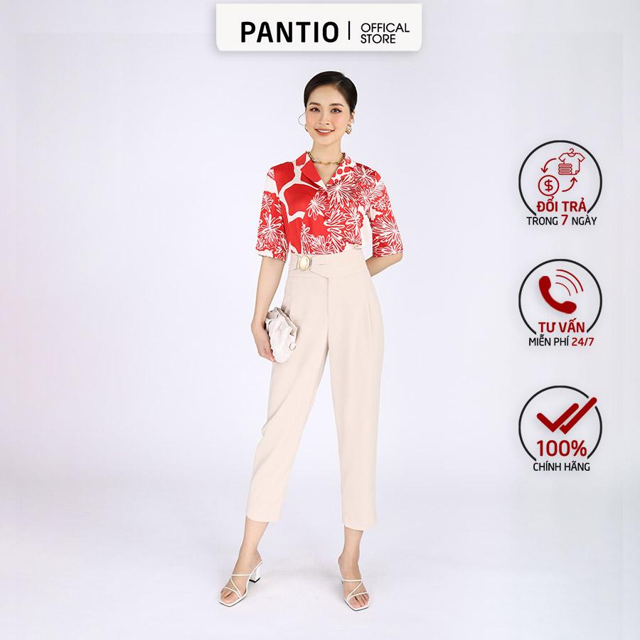 FAS73074 - Áo sơ mi công sở vải lụa dáng suông cổ 2 ve tay lỡ - PANTIO