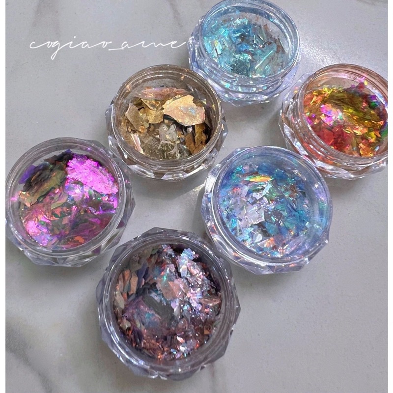 Set xà cừ giấy aurora nail 6 hũ