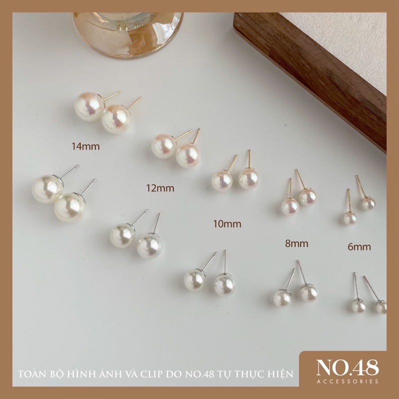 Khuyên tai bạc s925 bông tai nữ ngọc trai nhân tạo basic