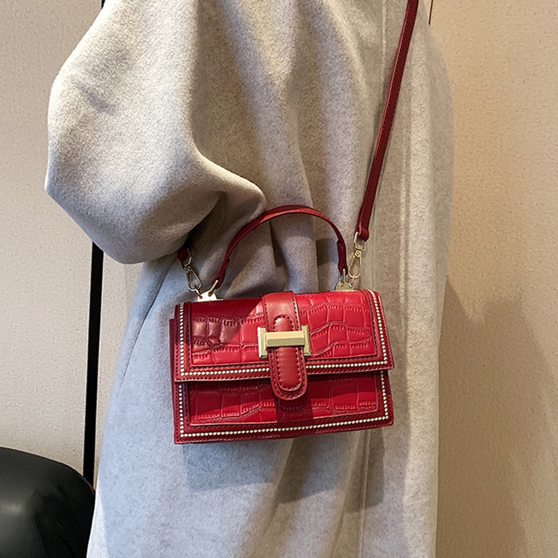 Túi Đeo Chéo Hình Vuông Nhỏ Họa Tiết Vân Đá Thời Trang Cho Nữ