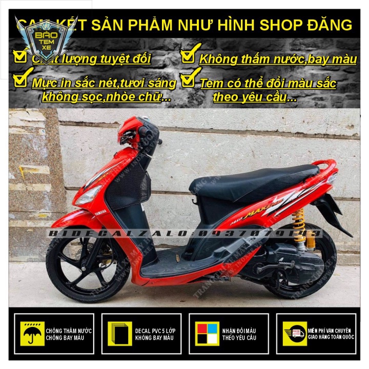 TEM RỜI MIO MAXXIO ĐỎ ĐEN - TRUNG DECAL