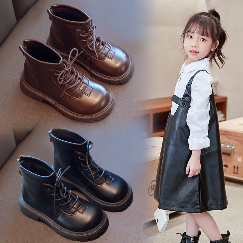 Bốt Bé Gái Lót Lông Siêu Ấm Có Khoá Kéo Boots Martin Chiến Binh Phong Cách Anh Quốc Cho Bé Gái 3-10 Tuổi