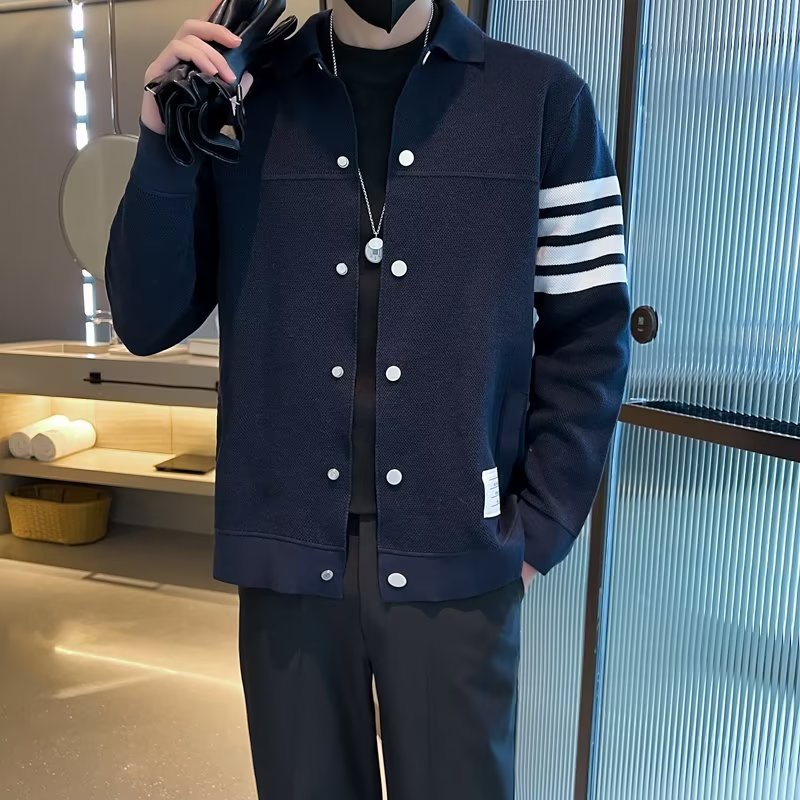 Áo Khoác Cardigan Dệt Kim Dáng Ôm Phong Cách Hàn Quốc Thời Trang Xuân Thu 2022 Cho Nam