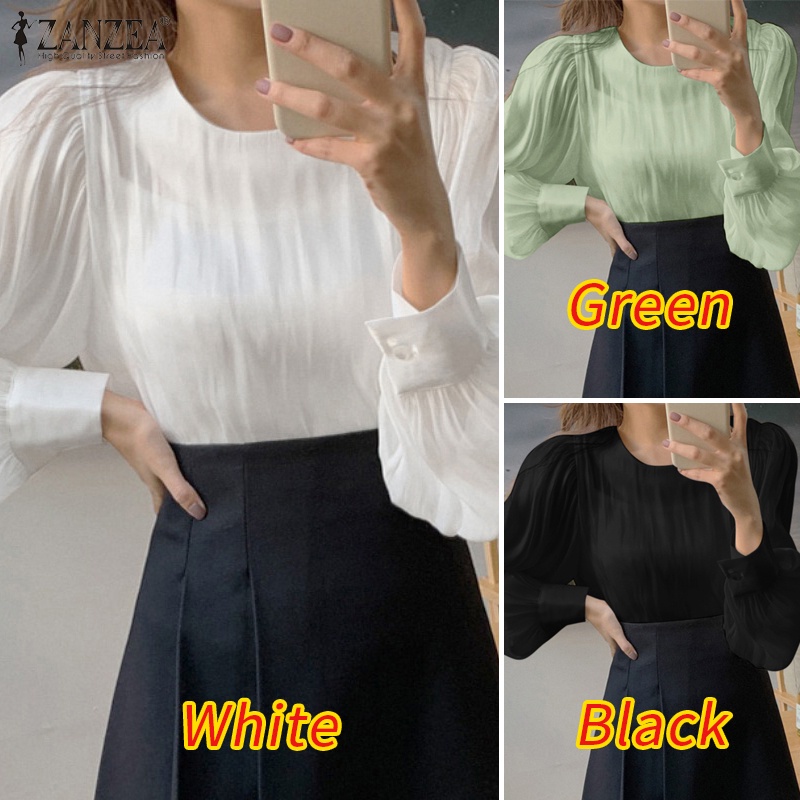 ZANZEA Áo Thun Nữ Dài Tay Cổ Tròn Thời Trang Hàn