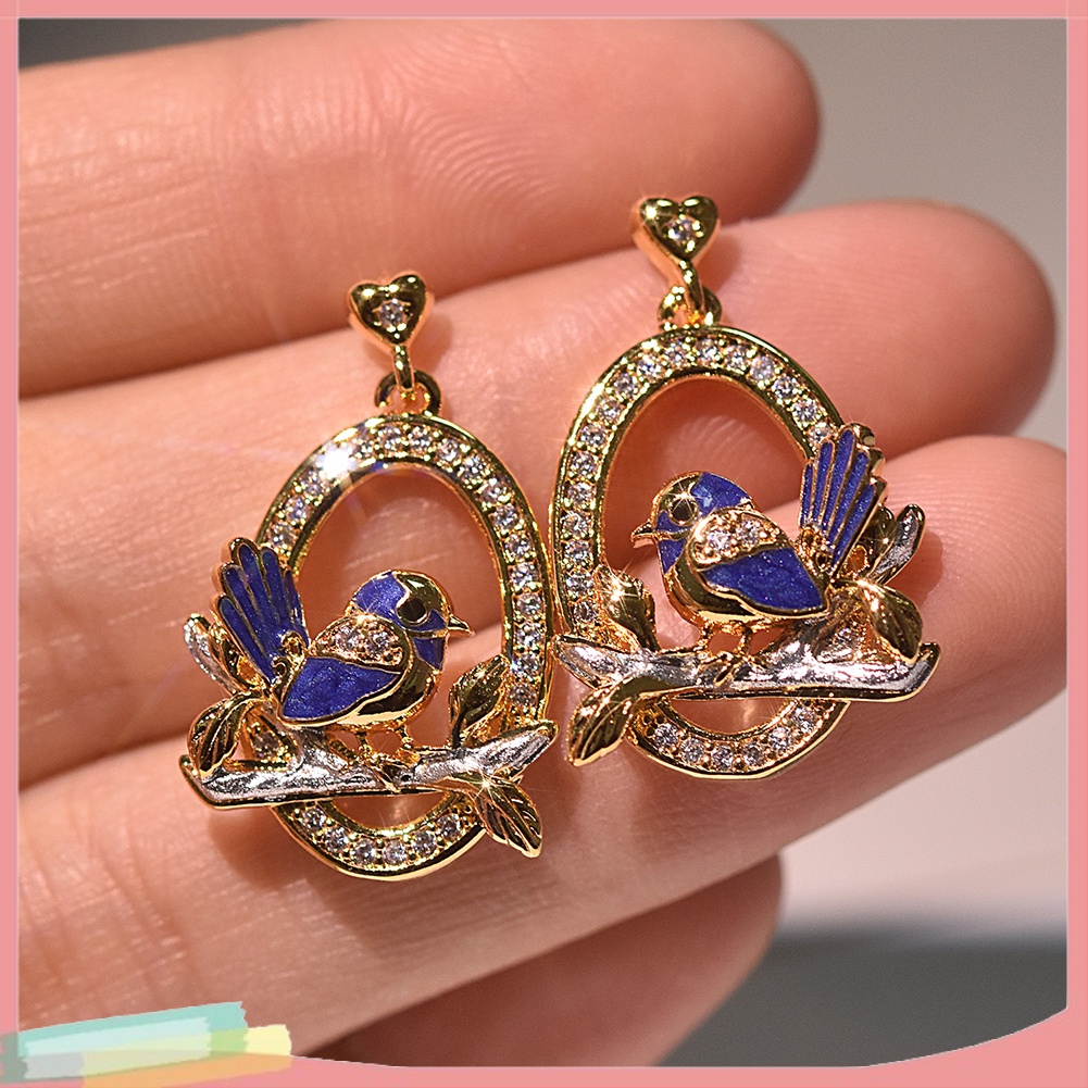 Khuyên tai hình trái tim đính đá sang trọng cho nữ