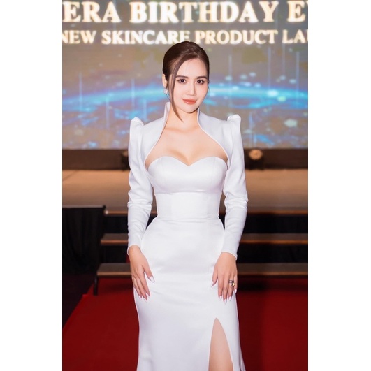 SM1361Y ĐẦM 2 IN1 CÚP ĐUÔI CÁ XẺ ĐÙI TAY PHỒNG ( đầm cúp , áo khoác rời)