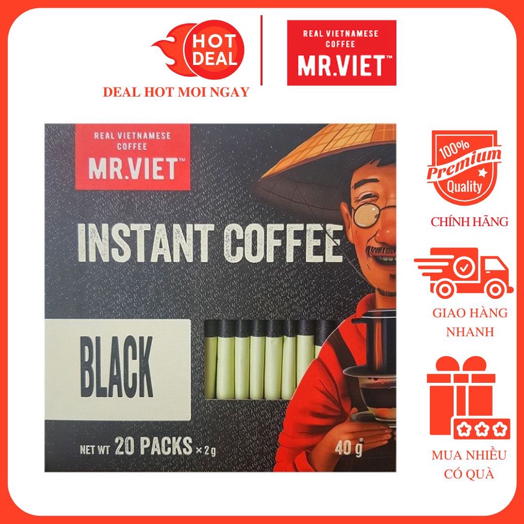 Cà Phê Hòa Tan Đen Mr.Viet 40G  - Đậm đà hương vị cà phê Arabica