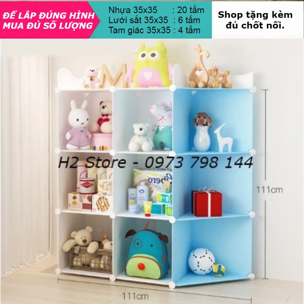 TỦ KỆ NHỰA LẮP GHÉP ĐỂ ĐỒ CHƠI, GẤU BÔNG, SÁCH VỞ CHO BÉ YÊU