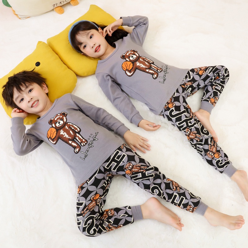 Bộ đồ lót giữ nhiệt trẻ em 100-160cm Cotton nguyên chất Quần áo mùa thu cho bé trai Quần dài Cotton Lớn Trẻ em Thu Đông Quần áo giữ nhiệt Đáy Áo len Cotton