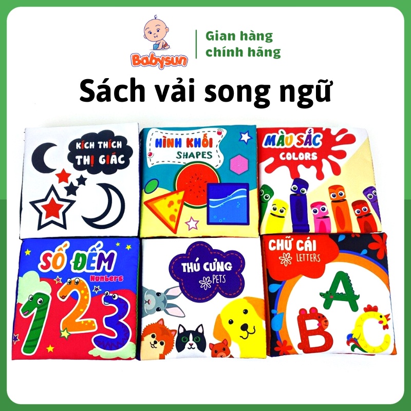 Sách vải song ngữ kích thích thị giác cho bé sơ sinh phát triển trí tuệ hàng Việt Nam chất lượng cao - Đồ chơi cao cấp
