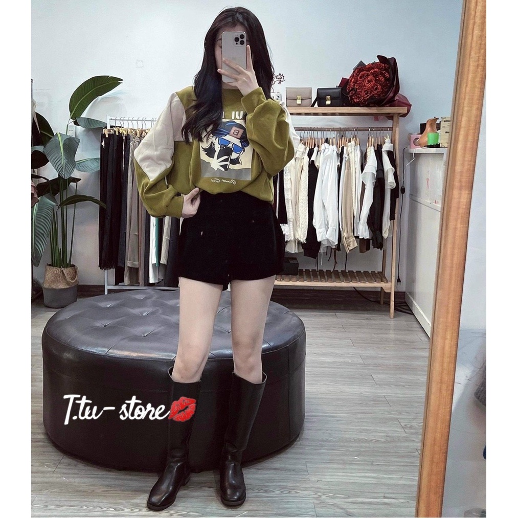 A27 Áo thun dài tay cổ tròn dáng Croptop in hình  LCHEE