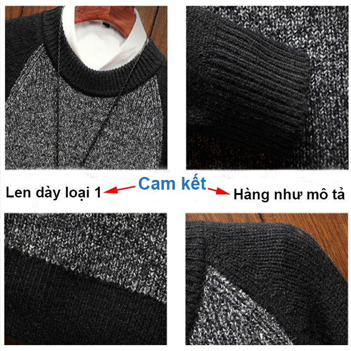 Áo len nam cổ tròn dệt hạt gạo thân tiêu dày dặn, phối màu trẻ trung cá tính - ADAM MAN