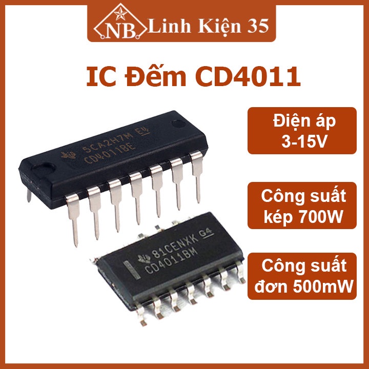 IC đếm CD4011 chân cắm, chân dán 14P