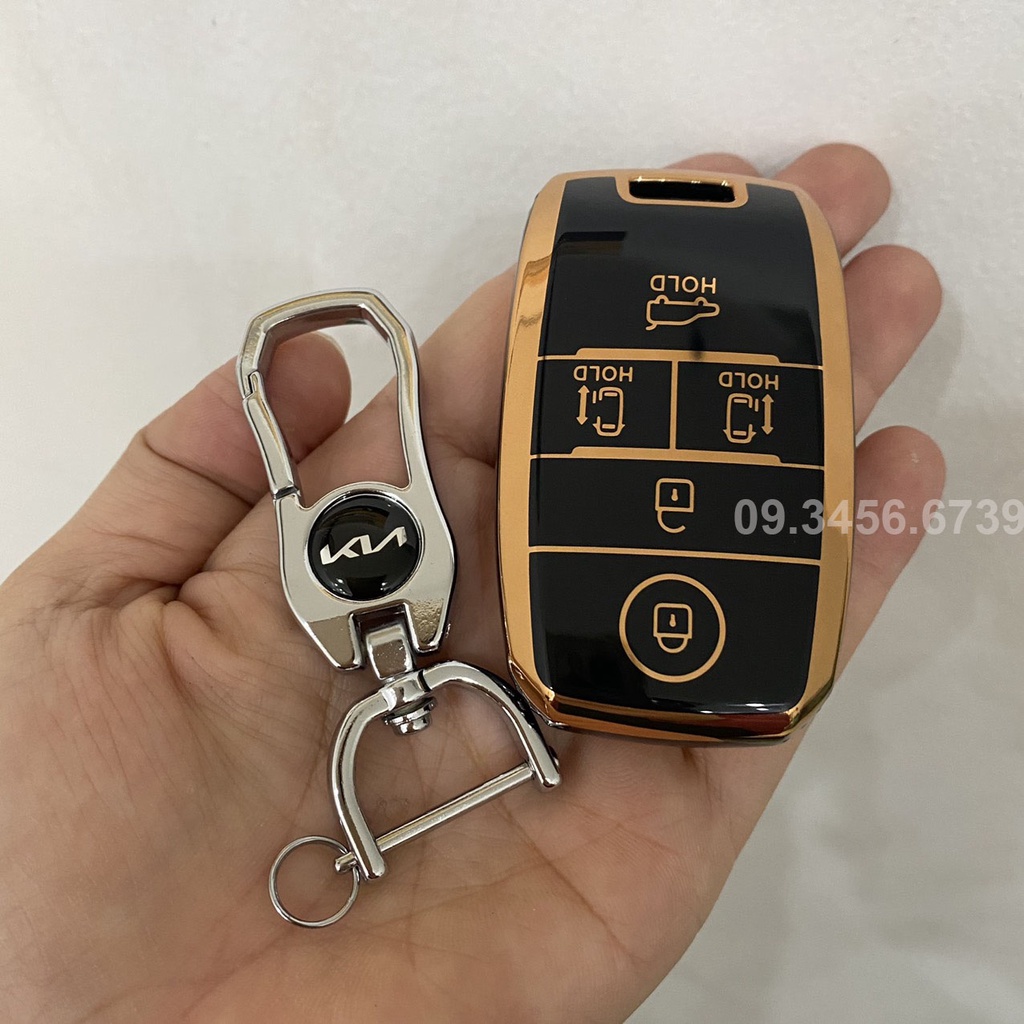 Ốp chìa khóa xe Kia Sedona - nhựa mềm TPU tráng gương - kèm móc treo MTGV