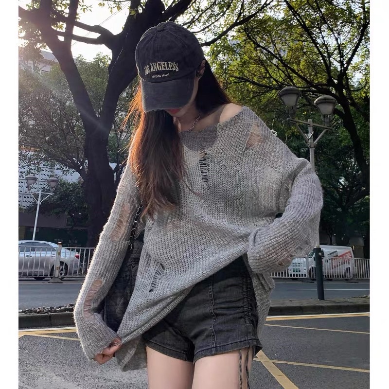 ÁO LEN MỎNG DÀI RỘNG PHONG CÁCH Y2K