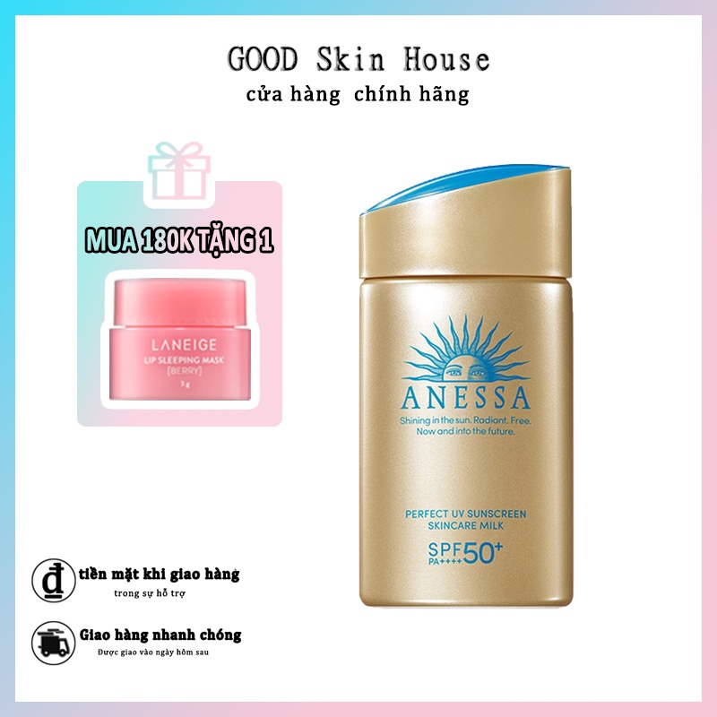 Kem Chống Nắng Anessa Perfect UV Sunscreen Skincare Milk SPF 50+ PA++++ 60ml bảo vệ da tối ưu ngăn chặn tác hại của tia UV trên mọi bề mặt da và mọi góc độ chống trôi trong nước & mồ hôi rất cao