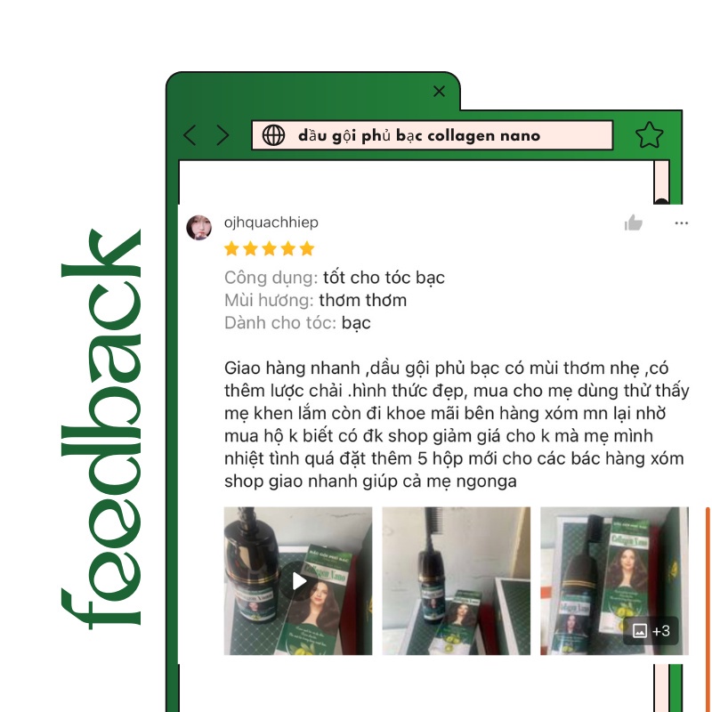 Dầu Gội Phủ Bạc Samia Organic Collagen Nano Chính Hãng Nhân Sâm Thảo Dược Nhuộm Đen Tóc Nâu Tóc