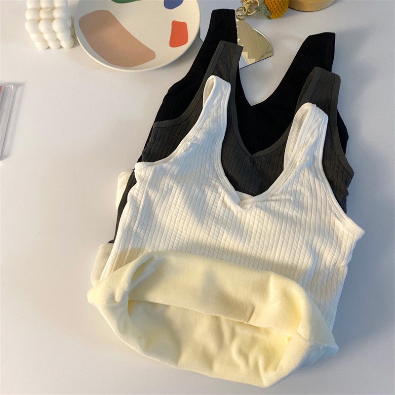 NRVP Áo Tank Top Đơn Co Giãn Phong Cách Hàn Quốc Với Đệm Lót