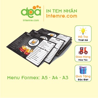 In Menu Cứng Dày Intemre.com Để Bàn Formex (Format) Kt: A5, A4, A3