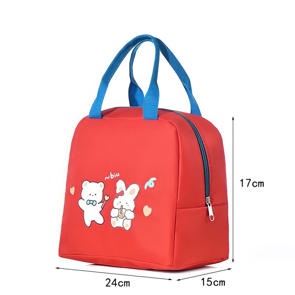 Túi Giữ Nhiệt Túi Đựng Cơm Văn Phòng Chống Thấm Nước Phong Cách Gấu Cute Chibi Kích Thước 24cmx17cmx15cm