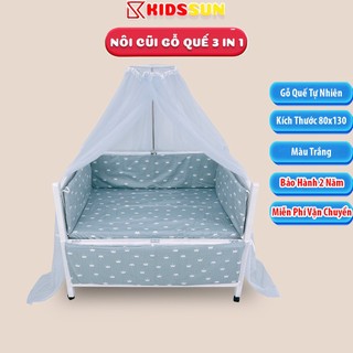 Giường Cũi Cho Bé Cũi Gỗ Quế Xuất Khẩu 3 Tầng Kidssun Kích Thước 80x130x86 cm Chịu Lực 100kg An Toàn Cho bé BH 24 Tháng