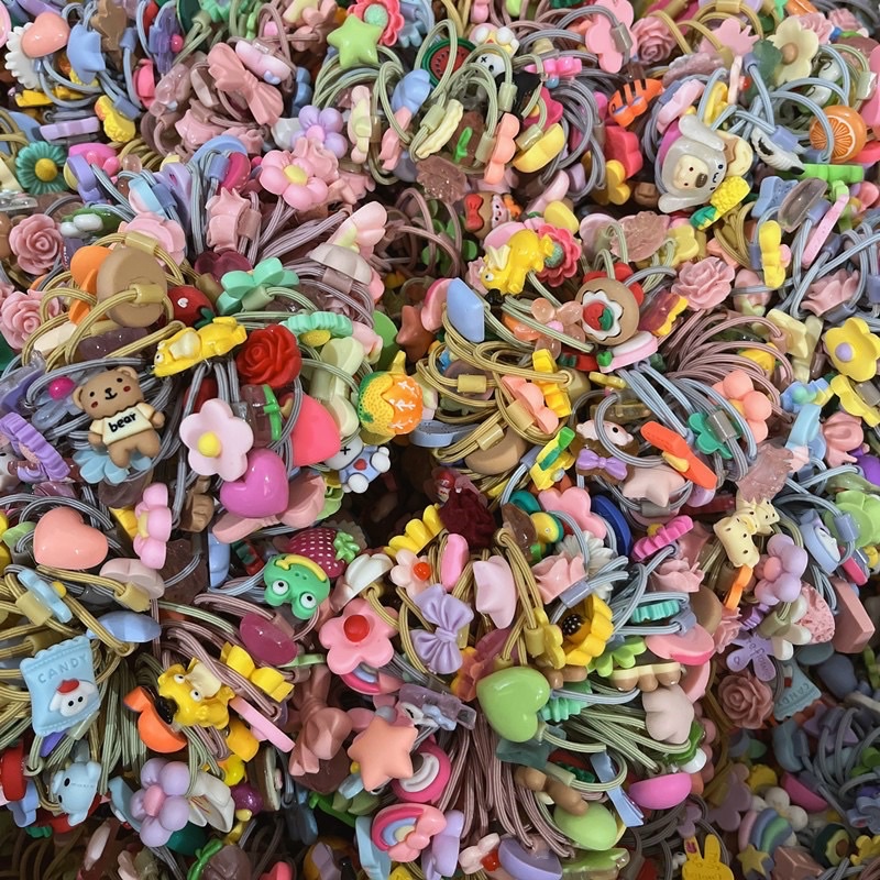 Bó 100 chun tóc dính icon hoạt hình hoa quả trẻ em