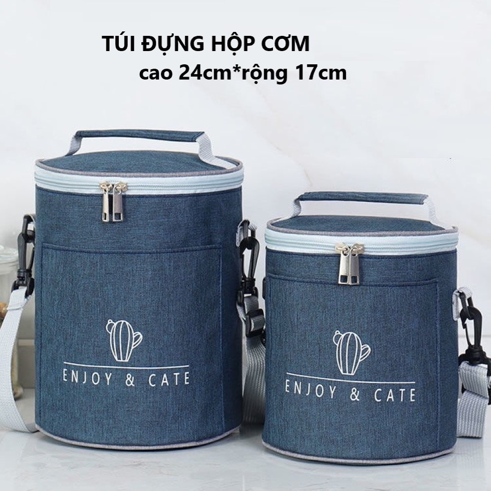 túi đựng hộp cơm giữ nhiệt có quai đeo được tráng bạc diệt khuẩn - 24x19cm - chính hãng dododios