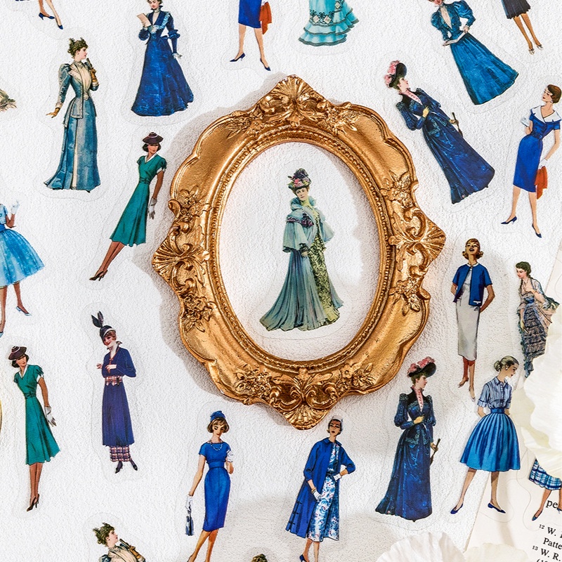 Set 40 Sticker Giấy Dán Trang Trí Sổ Tay Chống Nước Phong Cách Retro