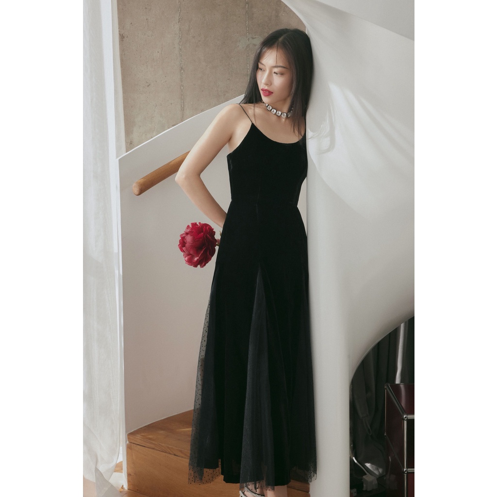 Silk Velvet with lace dress HUONG BOUTIQUE HBV1225