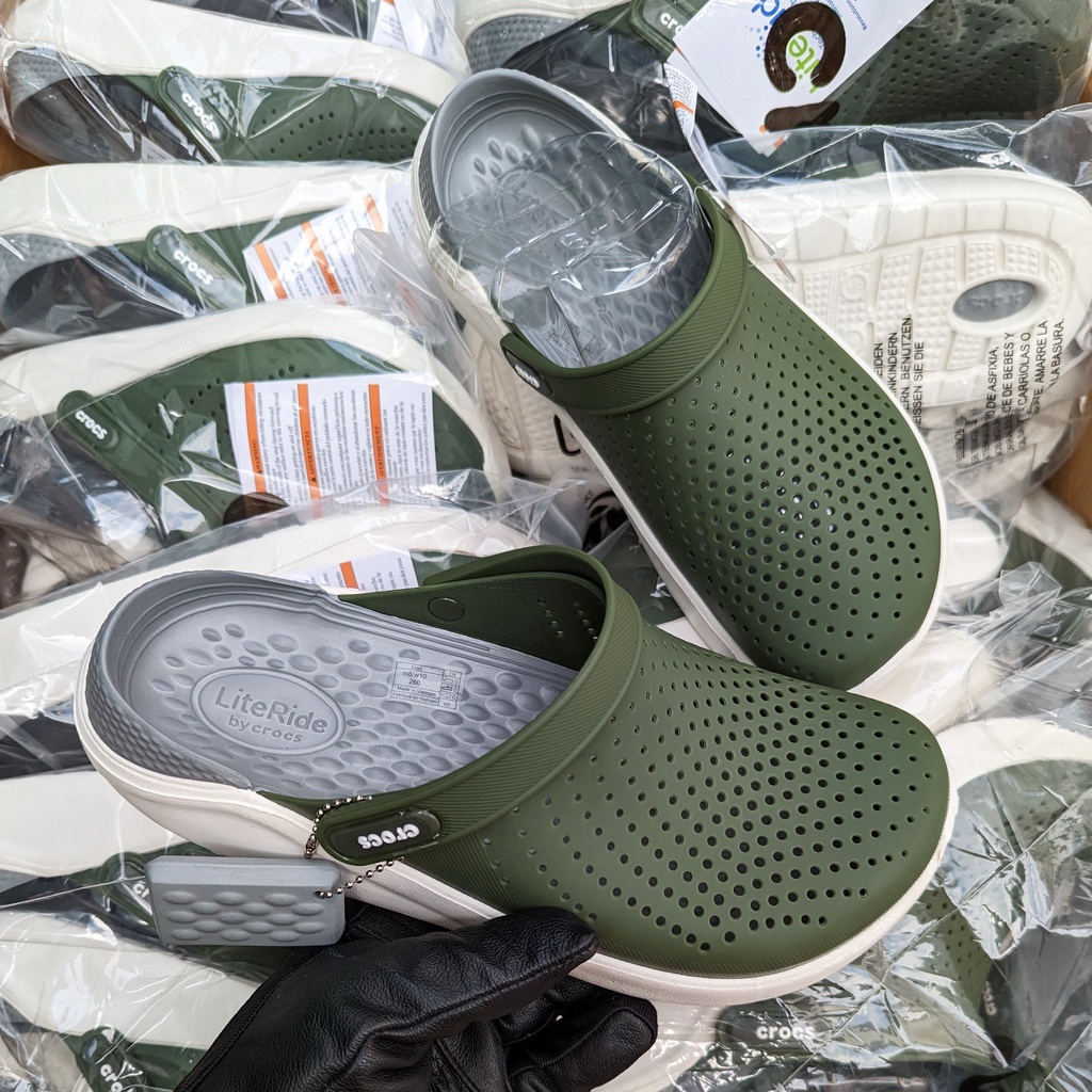 Dép sục lỗ nhỏ cá sấu crocs literide quai ngang chính hãng VNXK đầy đủ tem tag bọc cross đế mềm êm ái, nhẹ nhàng nam nữ.