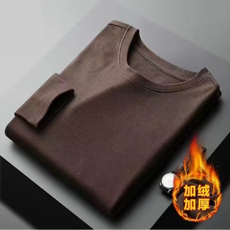 Áo Thun Dài Tay Lót Nhung Dày Giữ Ấm Hai Mặt Size Lớn Thời Trang Thu Đông Mới Cho Nam