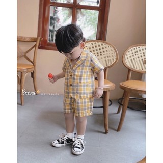 Set vest đùi kẻ xuất hàn bé trai
