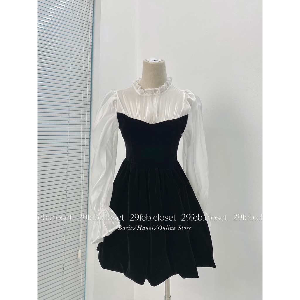 Váy nhung xòe tay phối voan organza - 29feb.closet - V40