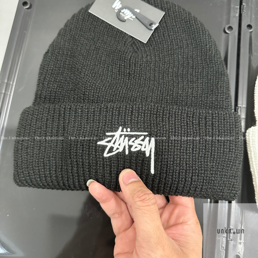 [Chỉ 1 Ngày]-Mũ Len STUSSY Basic Logo Black/White cao cấp