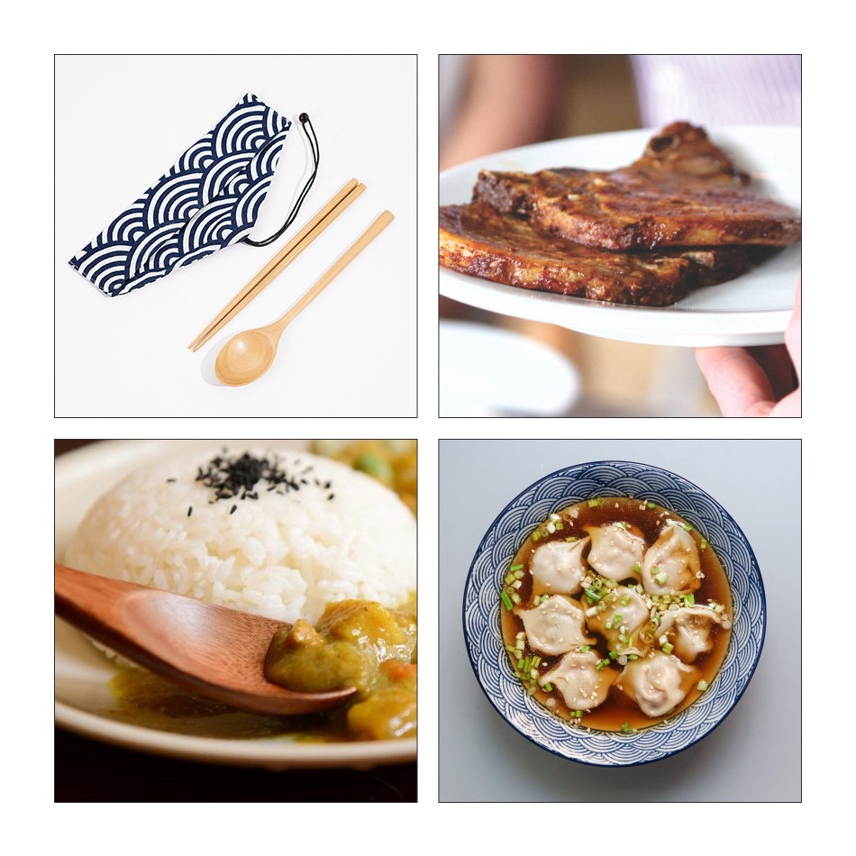 Bộ Muỗng Đũa Bằng Gỗ Ba Món Màu Sắc Xinh Xắn