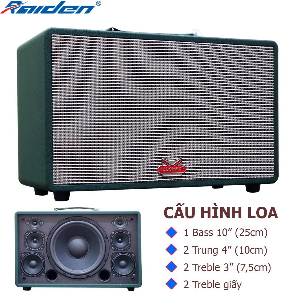 Loa karaoke bass 25cm Ladomax T-125 gồm 7 đường tiếng, lọc nhiễu, chống hú - Kèm 2 Micro UHF không dây