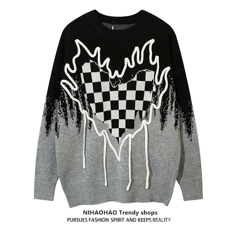 Áo Sweater Thiết Kế Hip Hop Đường Phố Màu Sắc Tương Phản Thời Trang Thu Đông Đơn Giản Dễ Phối Đồ Cho Nam