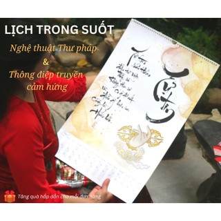 Lịch Trong Suốt 2023 [QÙA TẶNG] - Lich để bàn & treo tường nghệ thuật thư pháp Trong Suot Mừng xuân đại lạc