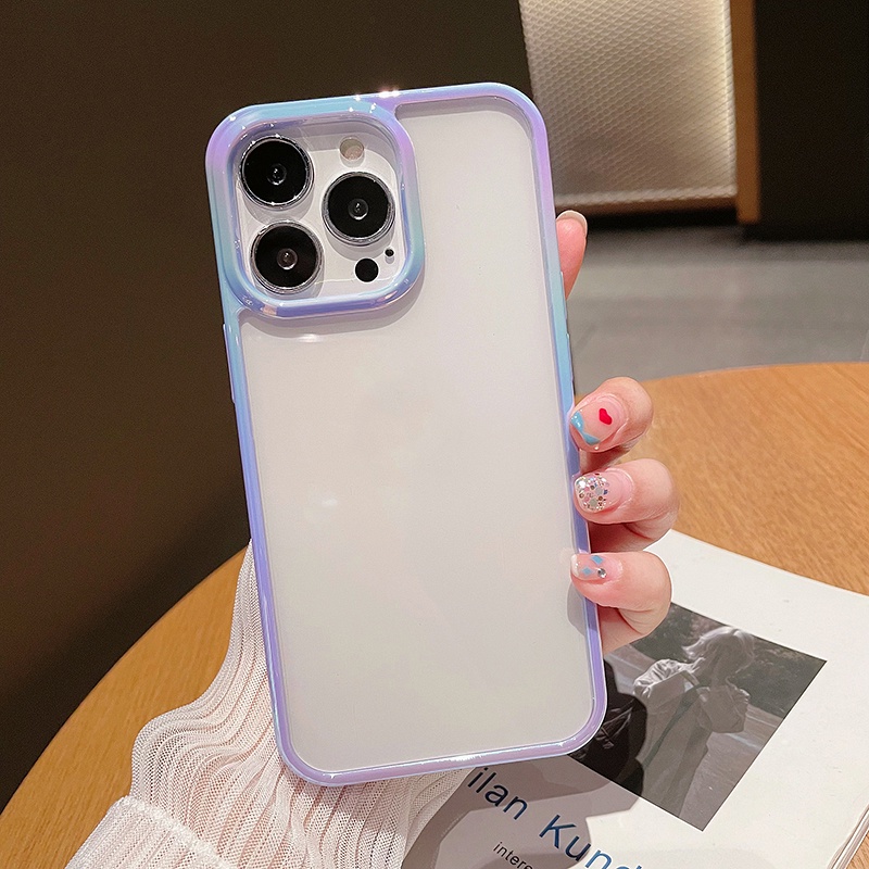 Ốp Điện Thoại Cứng Trong Suốt Viền Laser Lỗ Lớn Chất Lượng Cao Cho iPhone 14 13 12 Pro Max