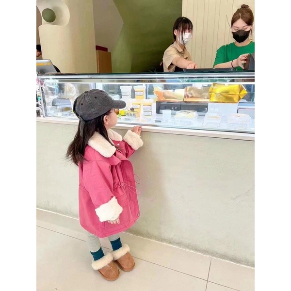 Áo parka lót lông QCCC màu hồng cho bé
