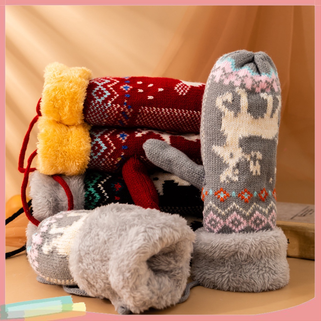 Găng Tay Len Giữ Ấm Mùa Đông Chống Trượt Có Thể Tái Sử Dụng Cho Nữ