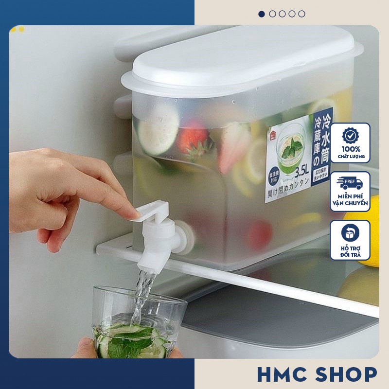 PVN31403 Bình đựng nước /chanh/detox có vòi cao cấp 3.5L để trong tủ lạnh uống siêu mát T8
