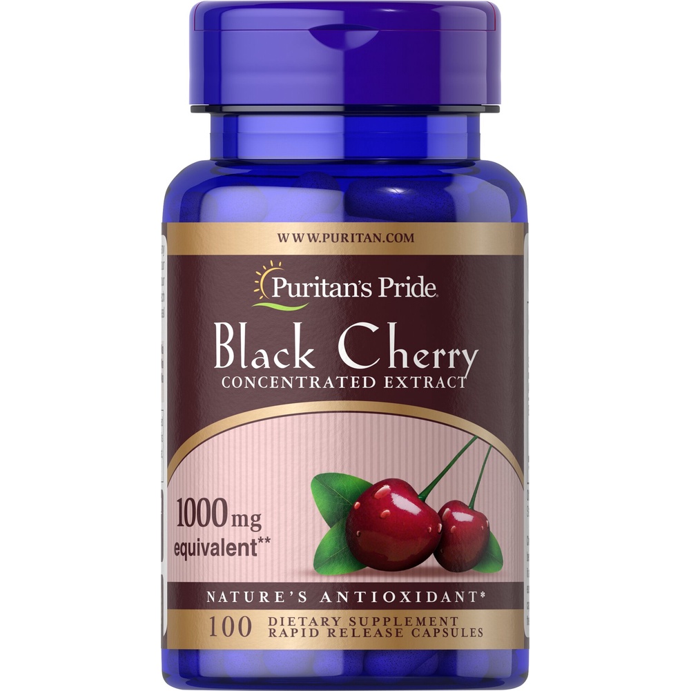 Viên uống hỗ trợ Gout, Tim Mạch Black Cherry 1000mg Puritan’s Pride của Mỹ 100 viên