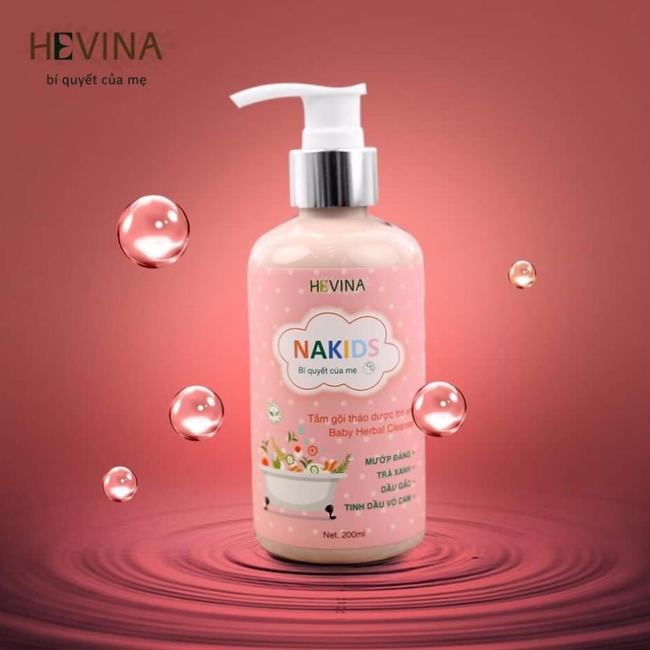 Sữa tắm Trà Xanh, Mướp Đắng NAKIDS HEVINA Cho bé 200ml