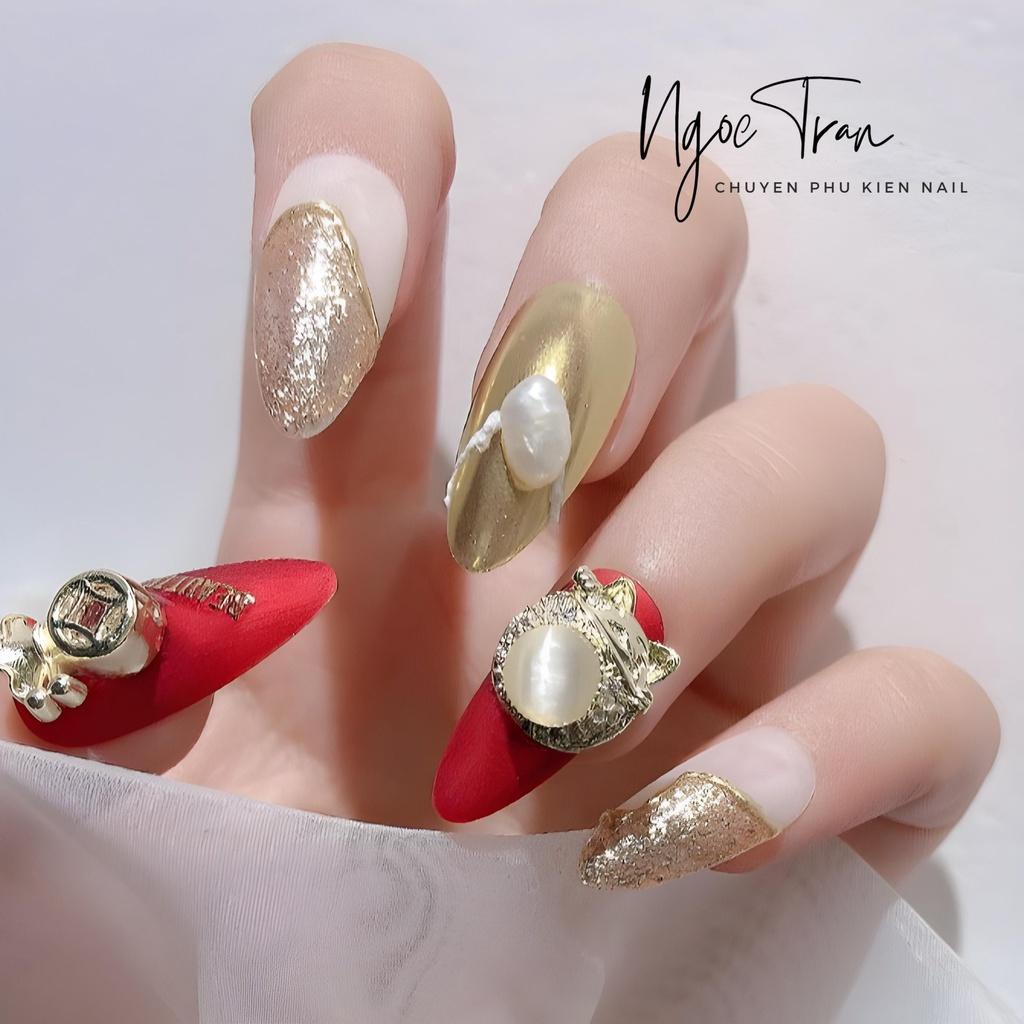 Charm Tết 2024 Cao Cấp Đính Móng | Mèo Chiêu Tài & Tiền Vàng
