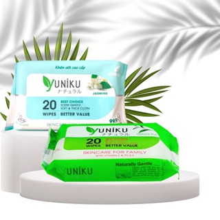 2 gói khăn ướt YUNIKU  20 tờ (hương lài + hương trà xanh)