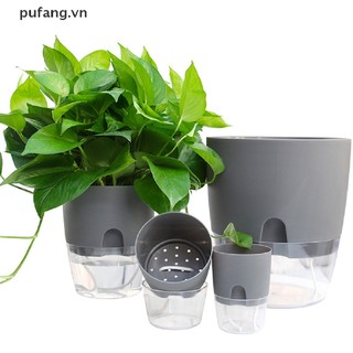 Pufang Transparent Double Layer Plastic Flower Pot Self Watering Flowerpot Plant Pot vn
